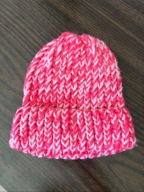 Hand-Knit Pink Marled Beanie for Baby